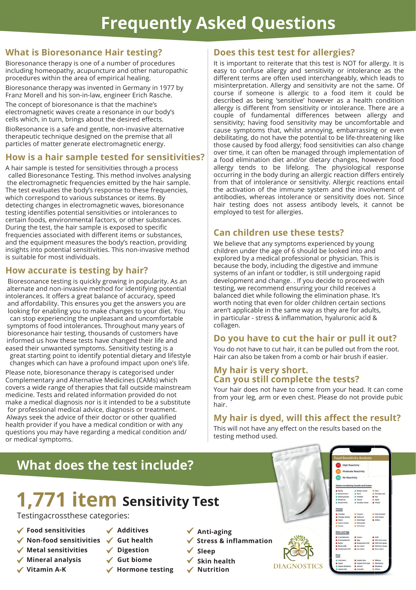 Roots Food Sensitivity Assessment